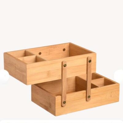 Bamboo 2 tiers adjustable multi purpose organiser v3