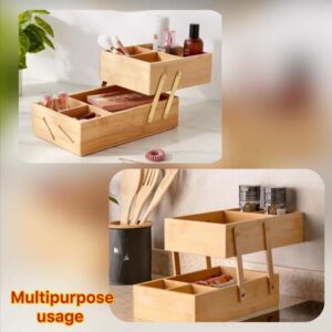 Bamboo 2 tiers adjustable multi purpose organiser v4