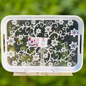 Floral embossed melamine tray