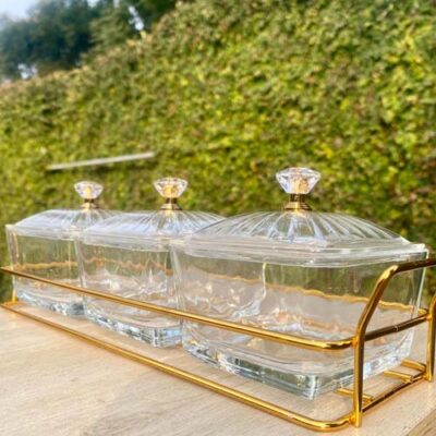 Glass Dry fruit bowls with metal tray v2