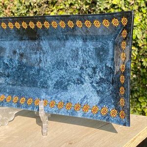 Home Box Handcrafted Blue Glass Serving Tray V3