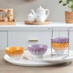 Homebox Stackable Ceramic Bowls with Metal Stand v5