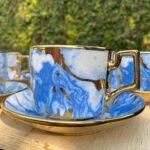 Marble texture tea cups with saucers 12 pcs v2