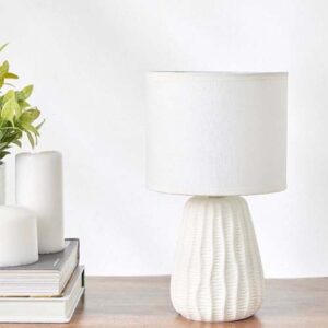 White Ceramic Textured Table Lamp 1