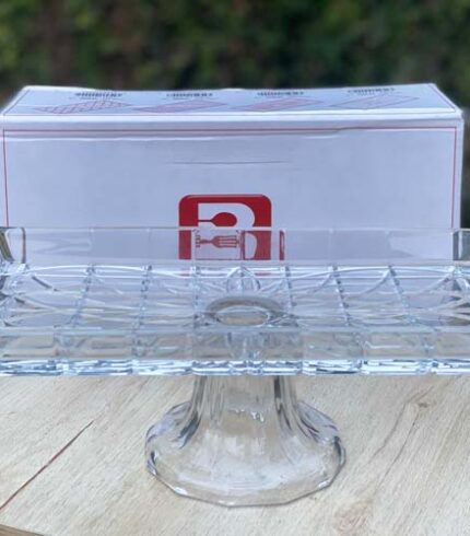 Rectangle Glass Platter With Glass Stand v2