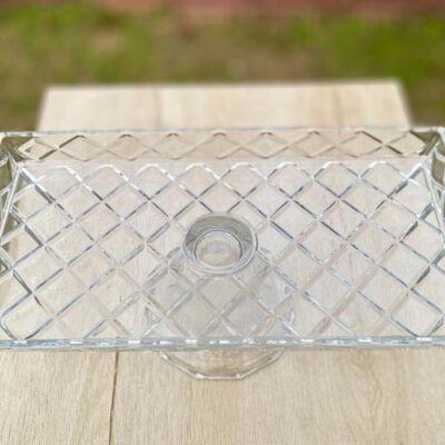 Rectangle Glass Platter With Glass Stand v3