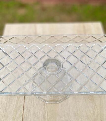 Rectangle Glass Platter With Glass Stand v3