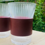 Elegant Ribbed Glass Tumblers with Leather Wrap – Set of 2 v2