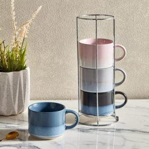 Galexia 4 Piece Mug Set With Stand