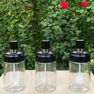 Glass Spice Jars With Spoons Set Of 3