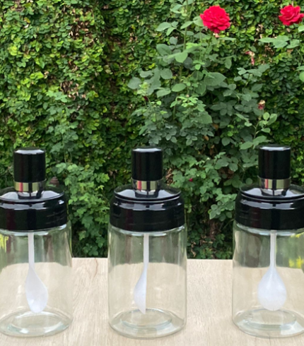 Glass Spice Jars With Spoons Set Of 3