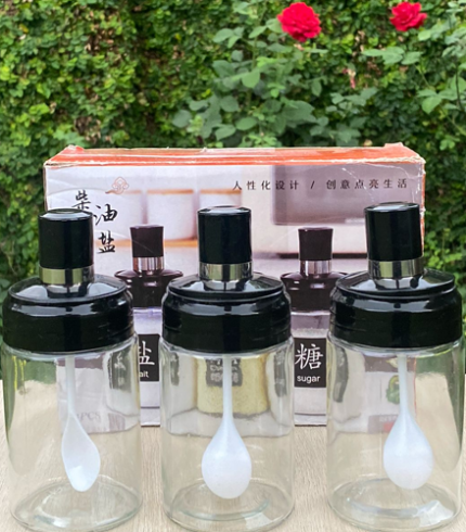 Glass Spice Jars With Spoons Set Of 3 v2