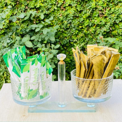 Twin Glass Bowl Set With Crystal Handle v2