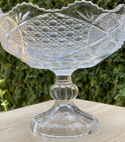 Vintage Inspired Crystal Glass Footed Bowl