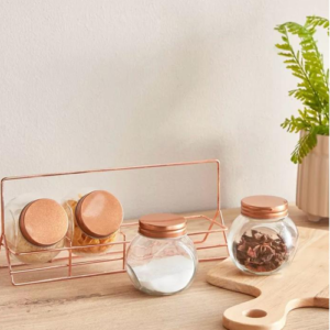 Home box Essential 5 Piece Glass Spice Rack Set