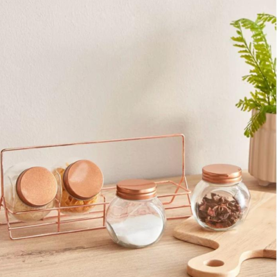 Home box Essential 5 Piece Glass Spice Rack Set