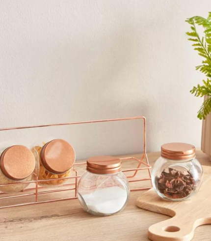 Home box Essential 5 Piece Glass Spice Rack Set