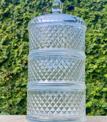 Stackable Crystal Glass Candy Jar – 4 Piece Set