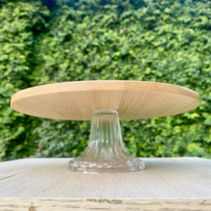 Round Wooden Top Glass Pedestal Stand